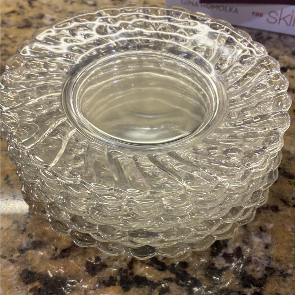Vintage Anchor Hocking Burple Bubble Spiral Band Luncheon Plate Set of 8
